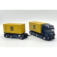 Scania R highline CR20H riged container frame truck 8x2 tag axle riged truck drawbar with hooklift system - 7 axle + 2x 20ft container Van Suijdam,WSI Truck Models (2)