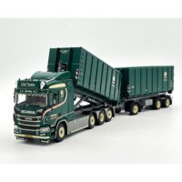 Scania R normal CR20N 8x2 tridem riged truck drawbar with hooklift system - 7 axle + 2x 40M3 container Olaf Jensen,WSI Truck Models (2)