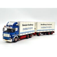 Scania R4 flat roof riged reefer truck 6x2 tag axle riged reefer drawbar turntable trailer - 6 axle Jens Ingvardsen,WSI Truck Models