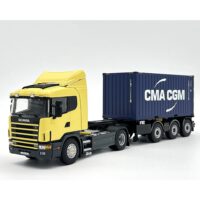 Scania 144L flat roof+trailer+20ft container CMA CGM WSI Truck Models