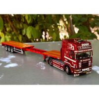 Scania 164L topline 4x2 flatbed extendable trailer D. Arkema,WSI Truck Models