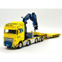Volvo FH5 globetrotter 8x4 semi low loader with ramps with Fassi crane 1300 + jib MCT Craning WSI Truck Models