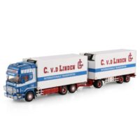 Scania R4 topline riged reefer truck 6x2 drawbar turntable trailer C. v.d. Linden WSI Truck Models