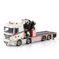 Scania R normal CR20N riged flatbed truck 8x2 Fassi crane 1100 + jib Van Noort Transporten WSI Truck Models