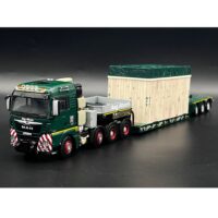 MAN TGX XLX euro 8x4 lowloader trailer high wooden box with top seal August Alborn WSI Truck Models